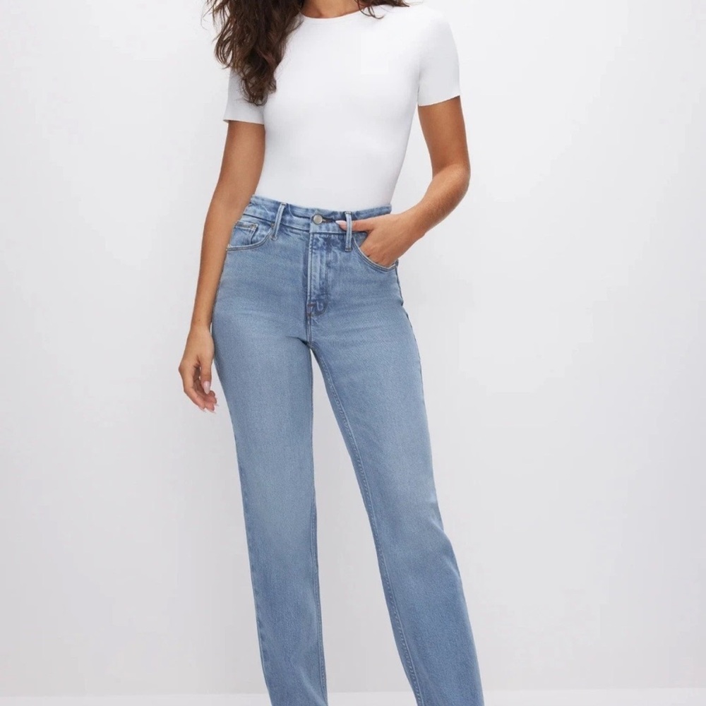 Good American Light Blue Straight Leg Jeans